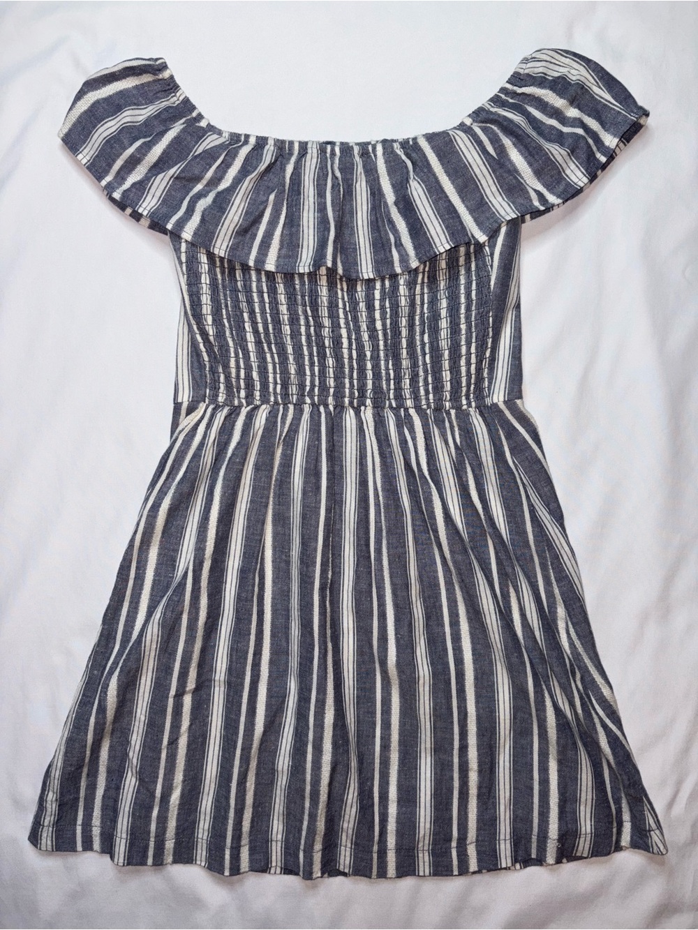 Hollister Blue Stripe Off Shoulder Button Front Dress Size Small - Picture 6 of 6